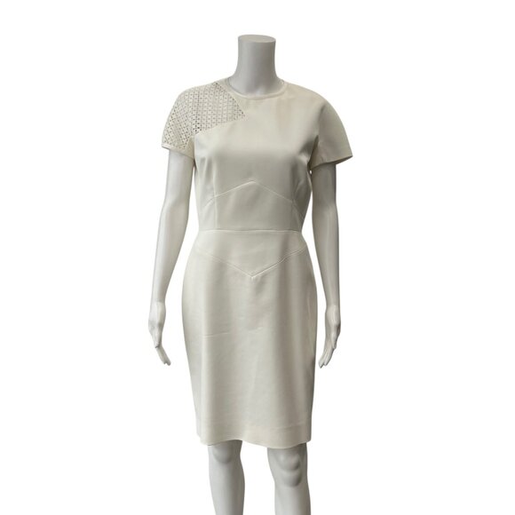 Victoria Beckham White Eyelet Sheath Zip Dress size 4-6